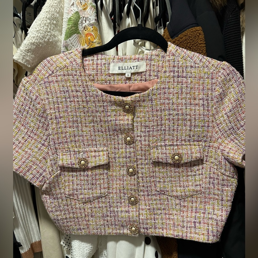 Elliatt Pastel Tweed Cropped Jacket